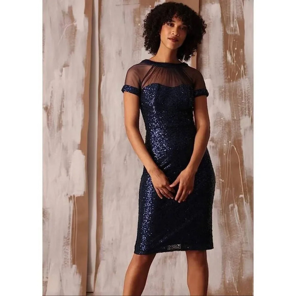Maggy London Women's Illusion Dress Sz 8 - Picture 1 of 13